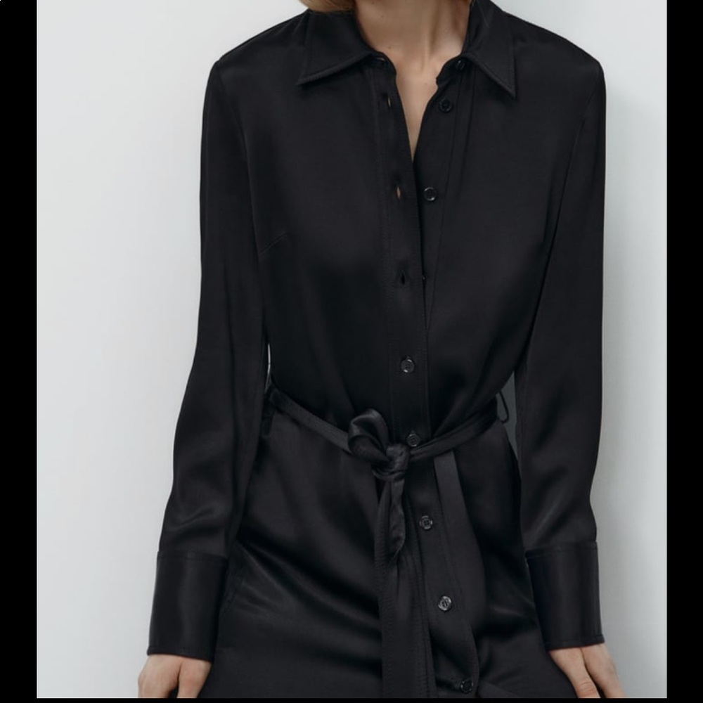 Zara Satin Shirt dress. NWT